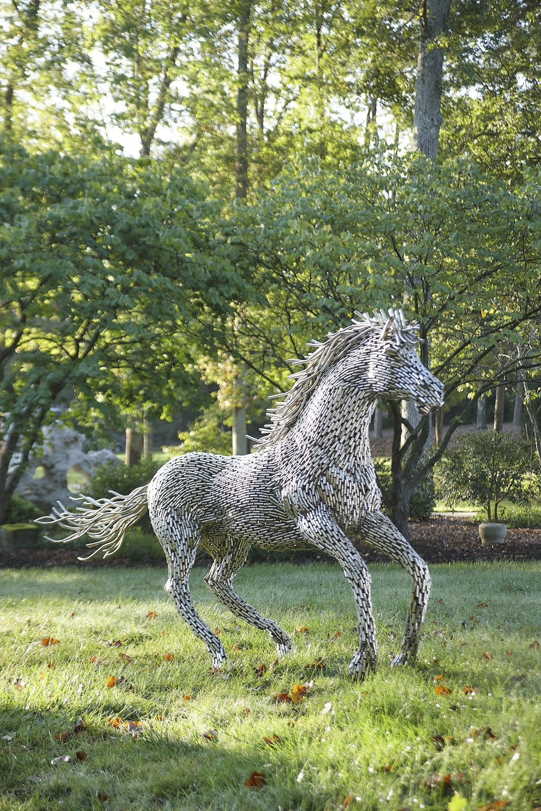 Horse Pipe Sculpture Galloping, Stainless Steel