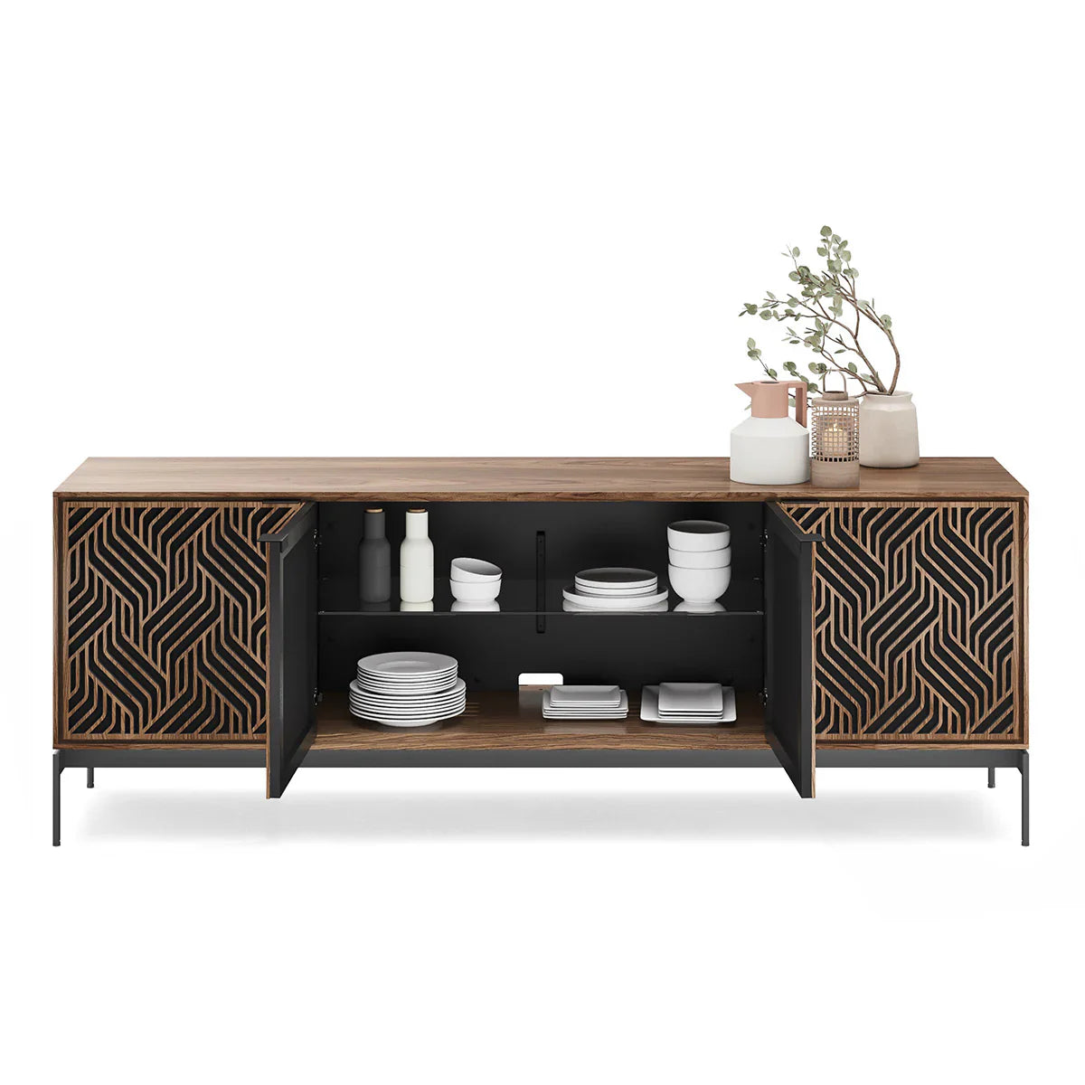 Elements 8709 Weave Media Cabinet with Console Base