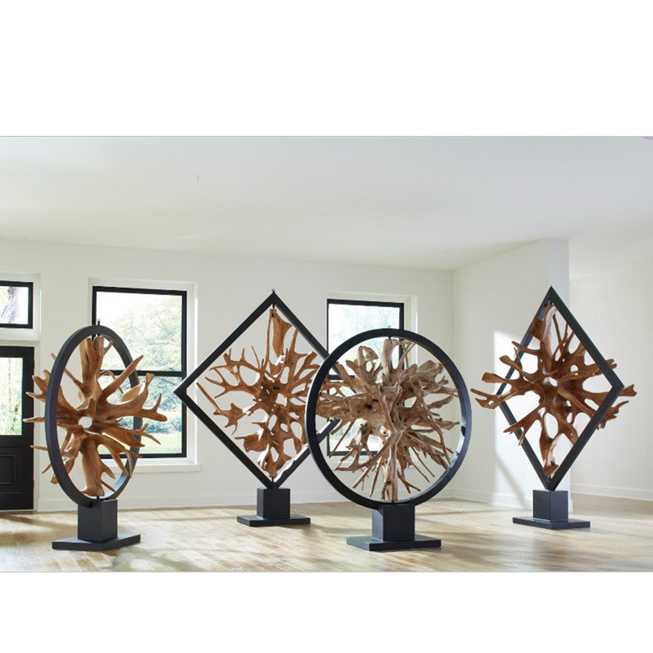 Revolving Diamond Teak Wood Sculpture
