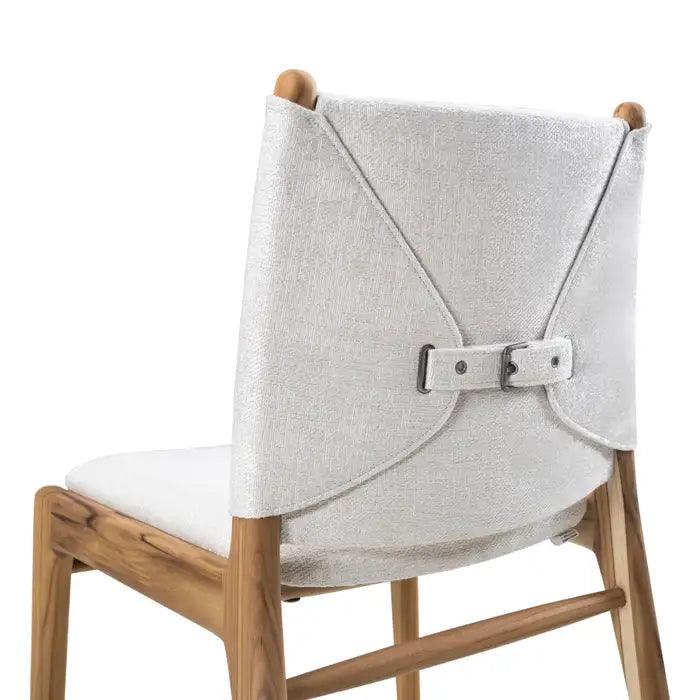 Cappio Dining Chair In Teak Wood and Light Fabric By Uultis