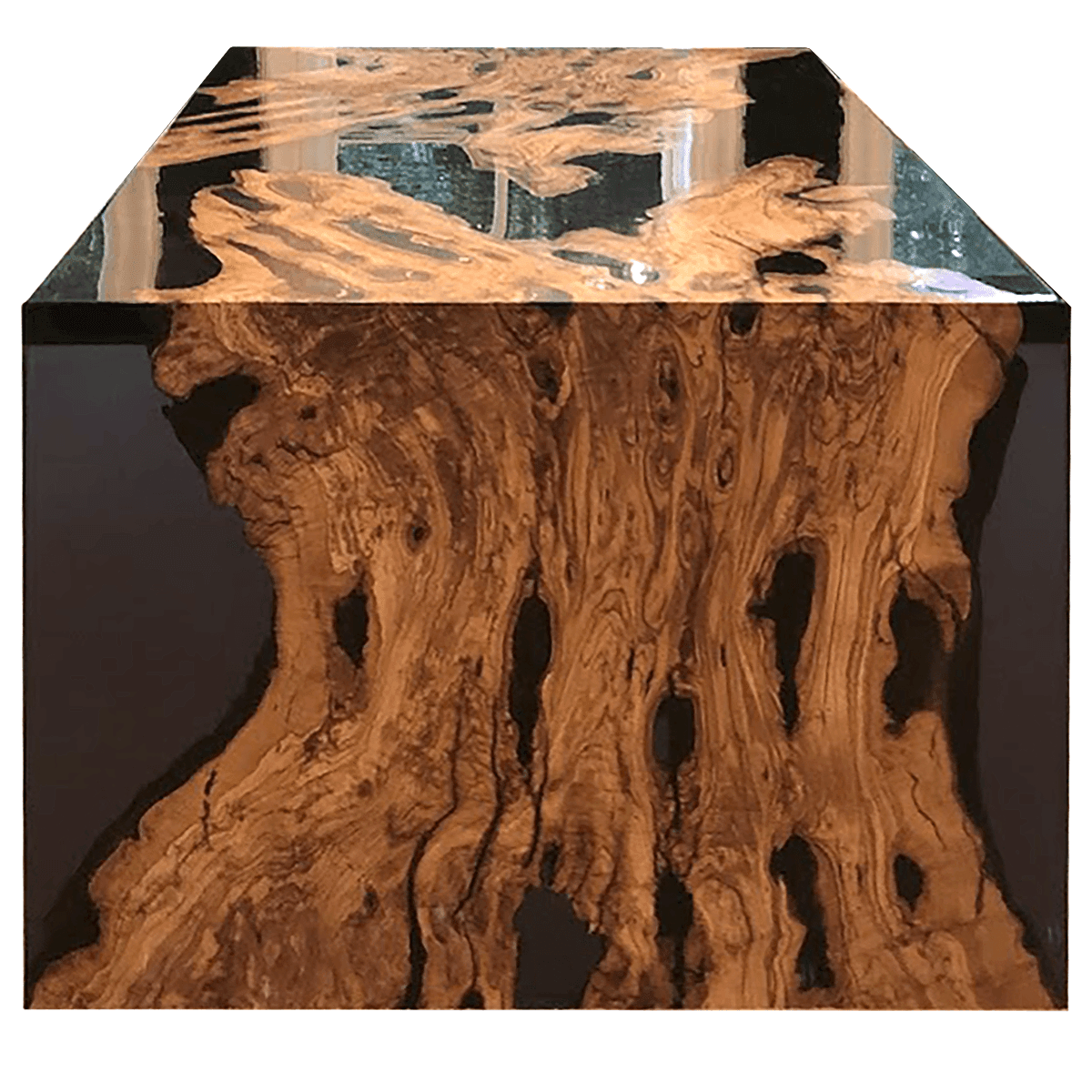 Feronia Semi-Waterfall Olive Wood Dining Table