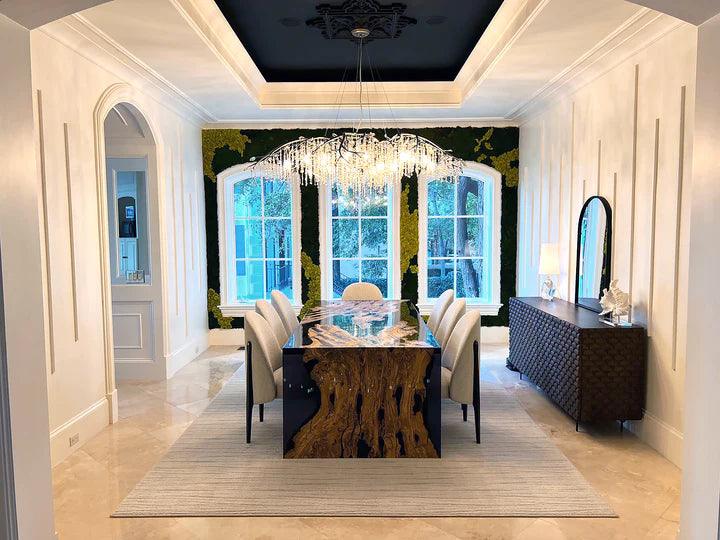 Feronia Semi-Waterfall Olive Wood Dining Table