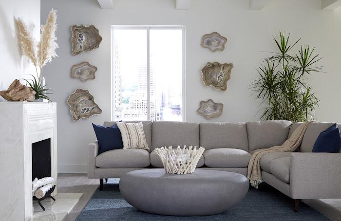 River Stone Coffee Table Large, Charcoal Stone