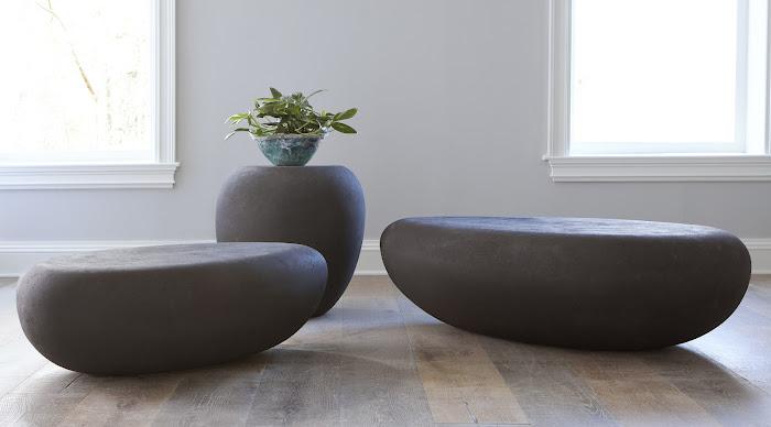 River Stone Coffee Table Small, Charcoal Stone