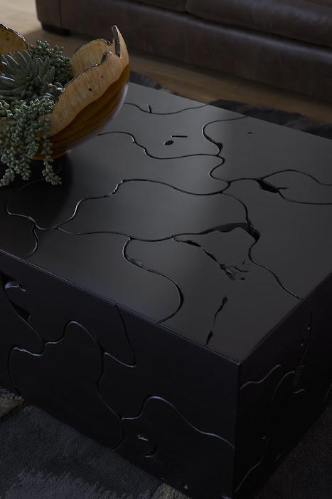 Teak Slice Coffee Table, Rectangle, Black