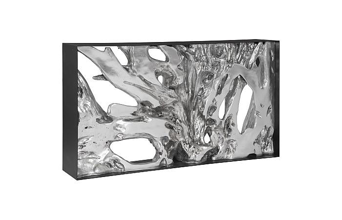 Cast Root Metal Framed Console ,Silver Leaf, Small