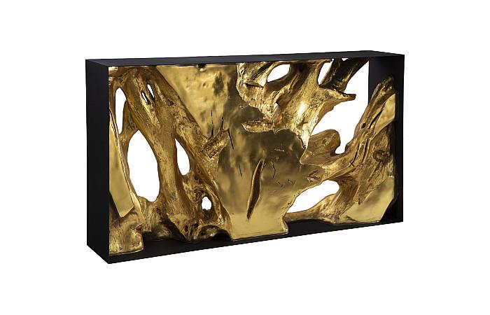 Cast Root Metal Framed Console , Gold Leaf, Small