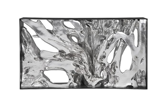 Cast Root Metal Framed Console ,Silver Leaf, Small