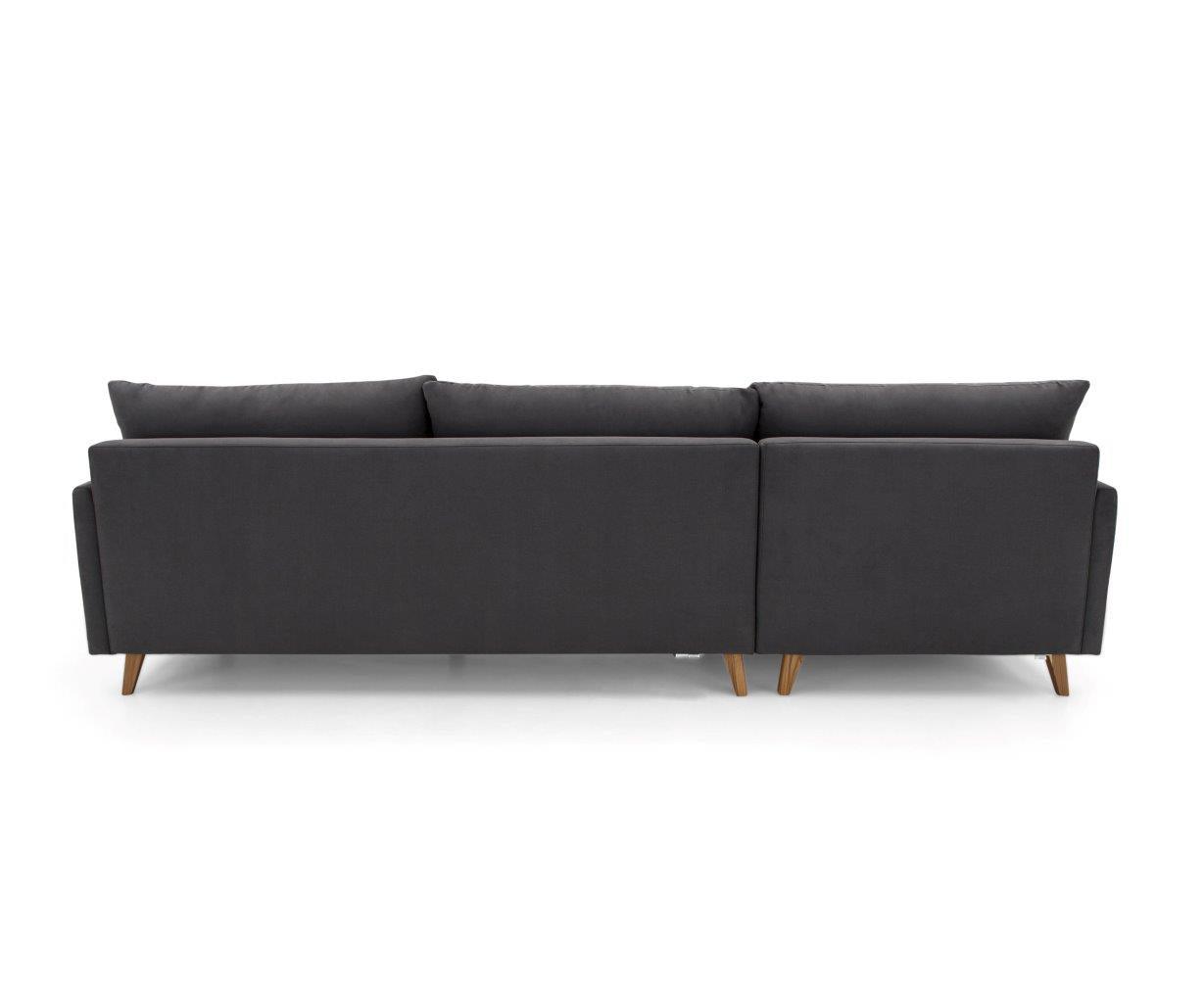 HIGH Chaise Sofa in Teak with Gray fabric by Uultis