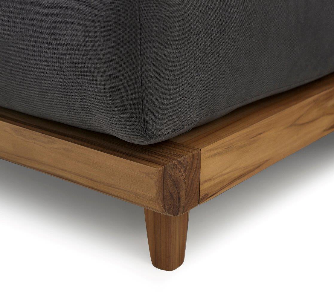 HIGH Chaise Sofa in Teak with Gray fabric by Uultis