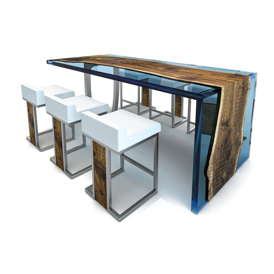 MAYA BLUE FERONIA SEMI-WATERFALL COUNTER HEIGHT TABLE