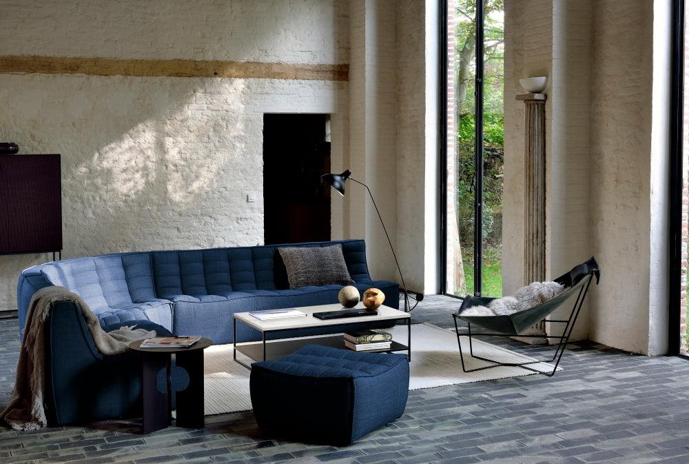 N701 Modular 4-Piece Blue Fabric Sectional Set