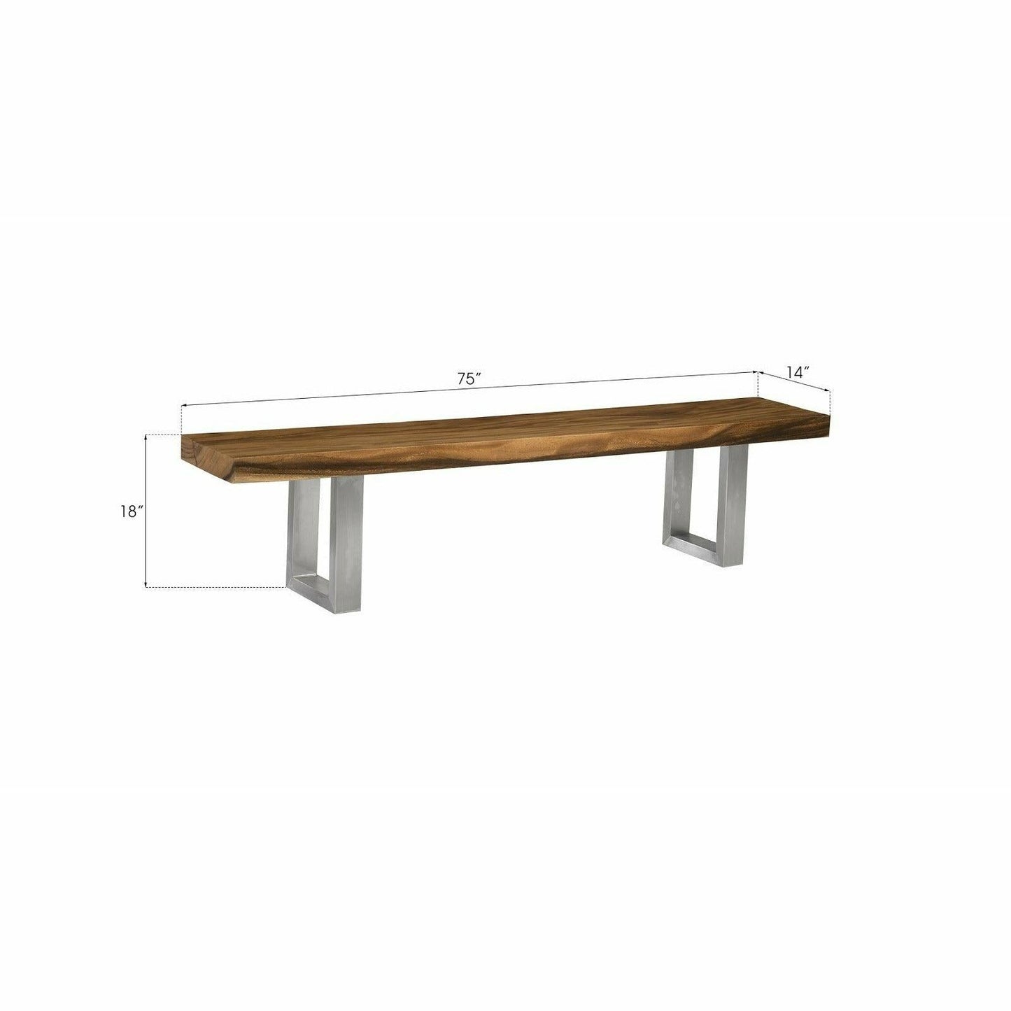 Origins Straight Edge Bench Brushed Stainless Legs
