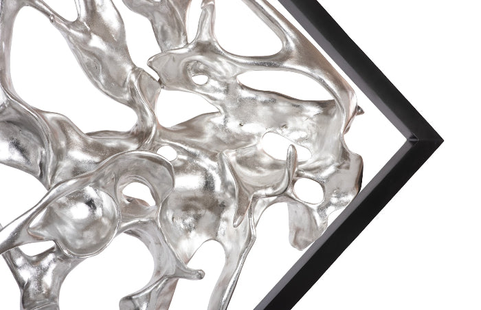 Cast Revolving Diamond Sculpture in Silver Leaf