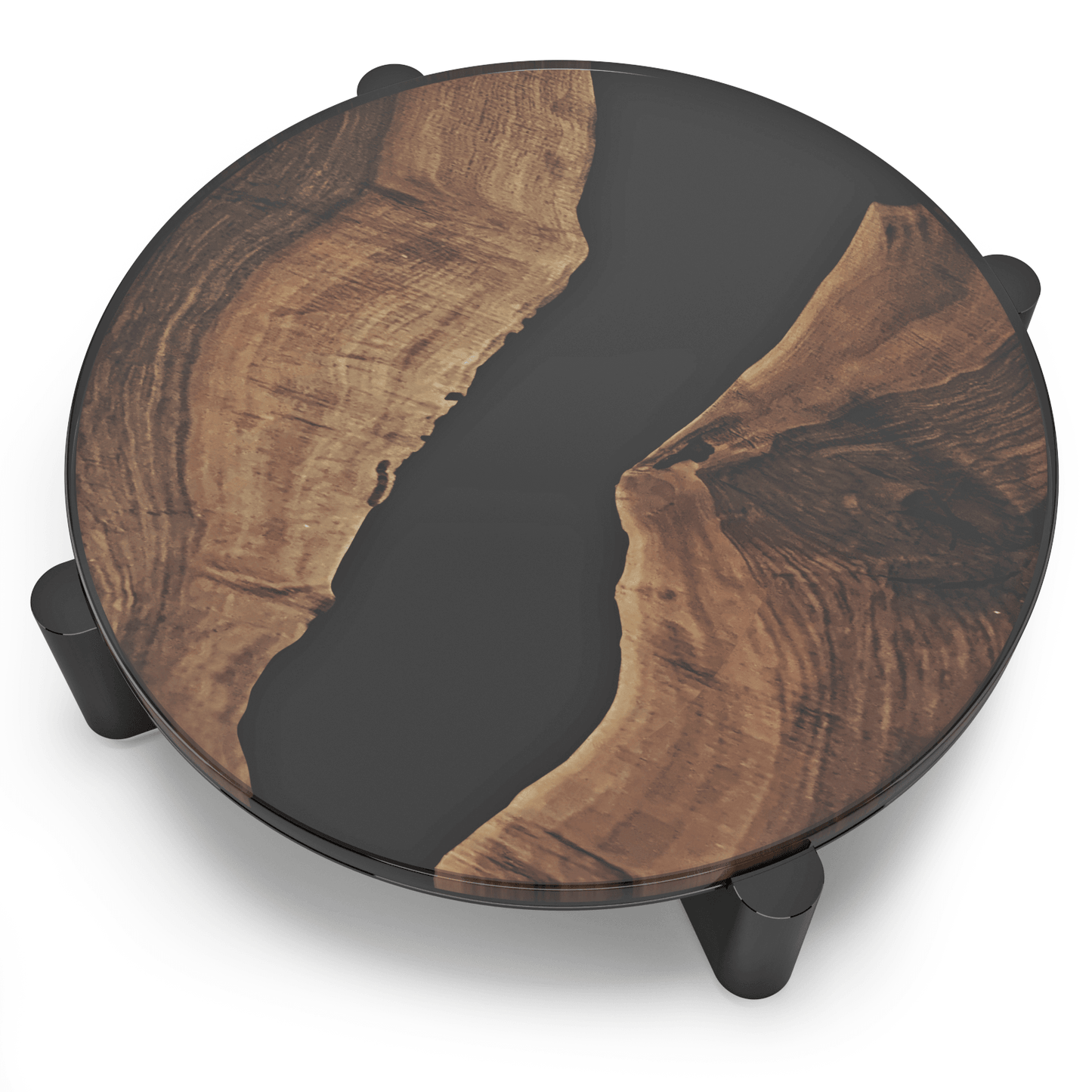 Piave Walnut Wood Black Coffee Table