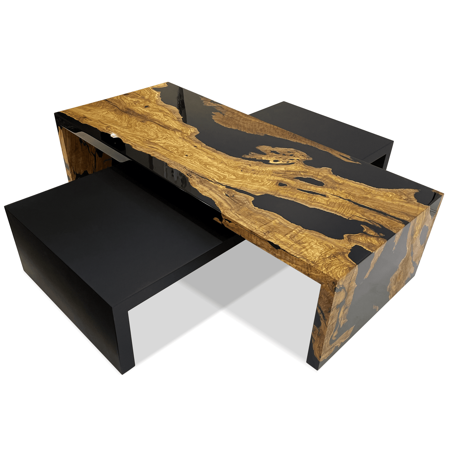 Rhesos Olive Wood Waterfall Coffee Table Set