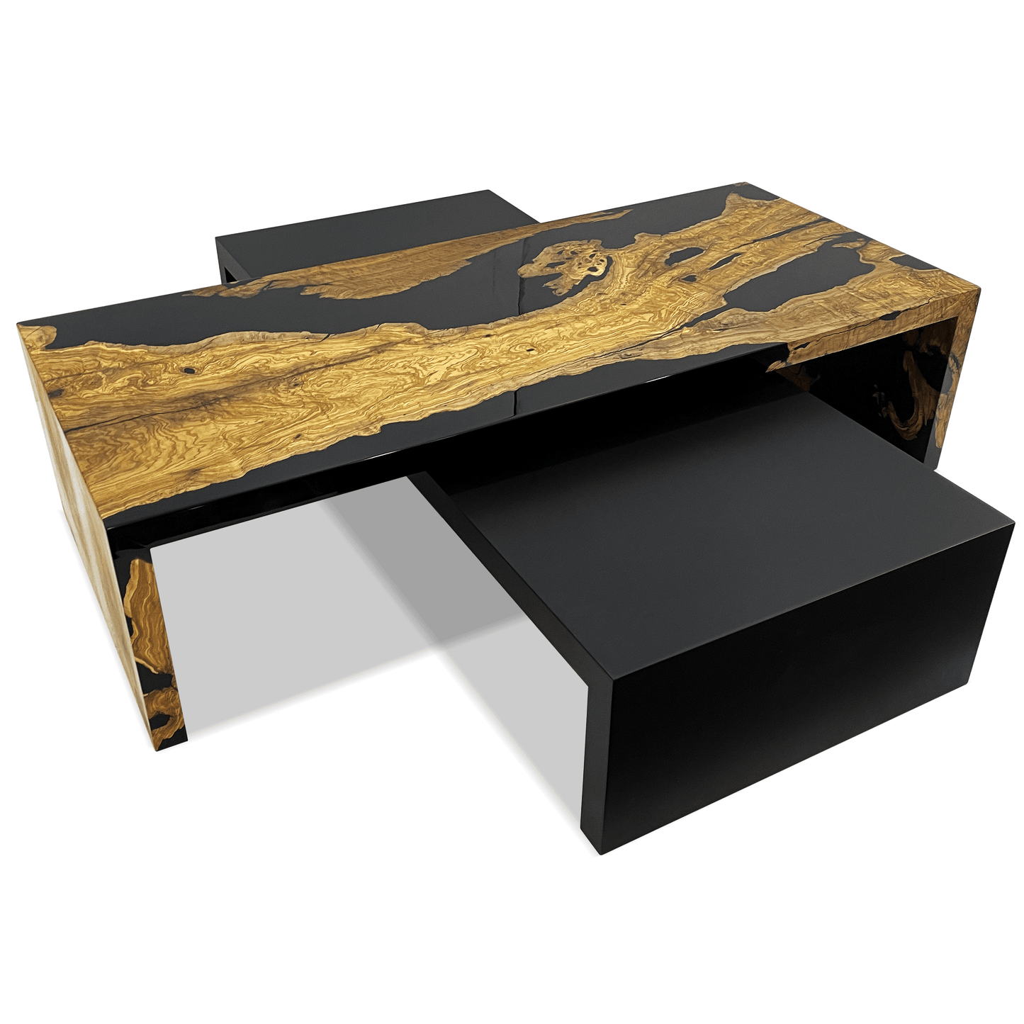 Rhesos Olive Wood Waterfall Coffee Table Set
