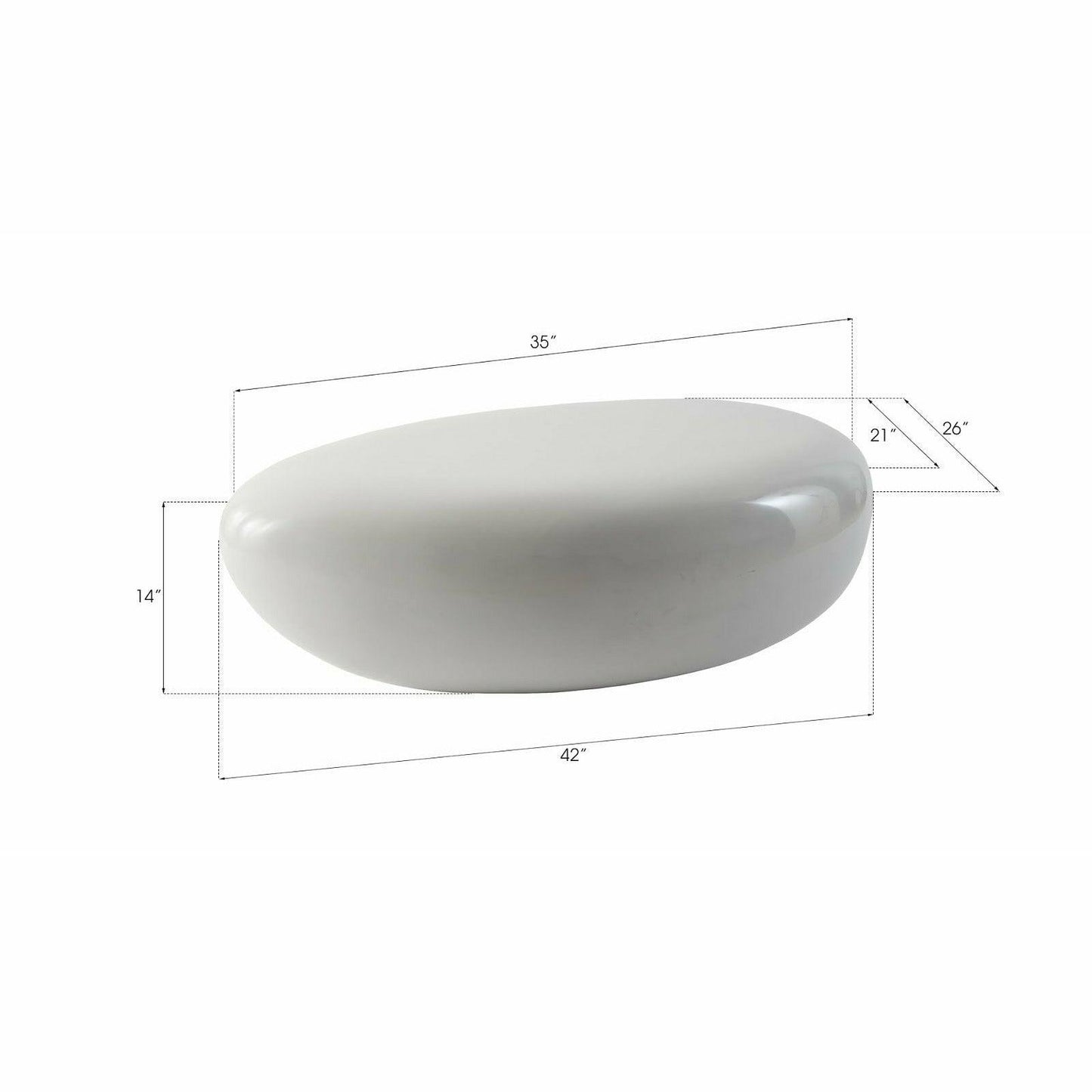 River Stone Coffee Table Gel Coat White