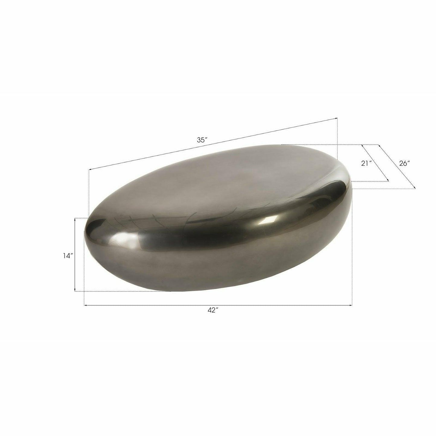 River Stone Coffee Table Liquid Silver