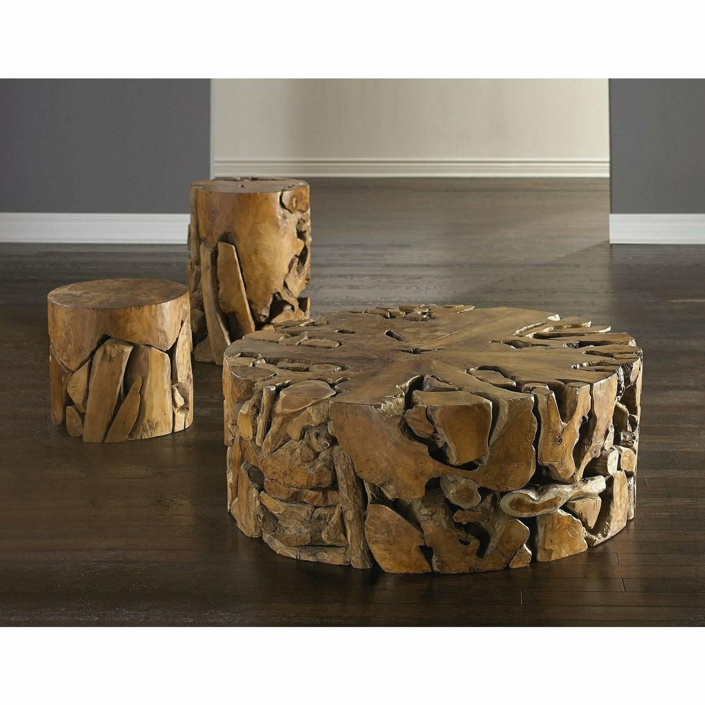 Teak Chunk Round Coffee Table