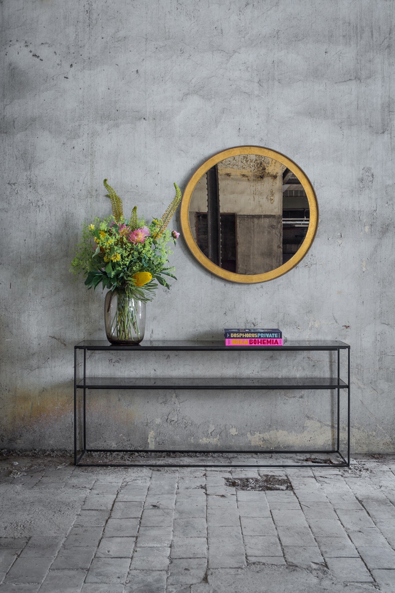 Aged sofa console