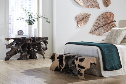 Tavolo da salotto con base a forma di radice in bronzo Beau Cast