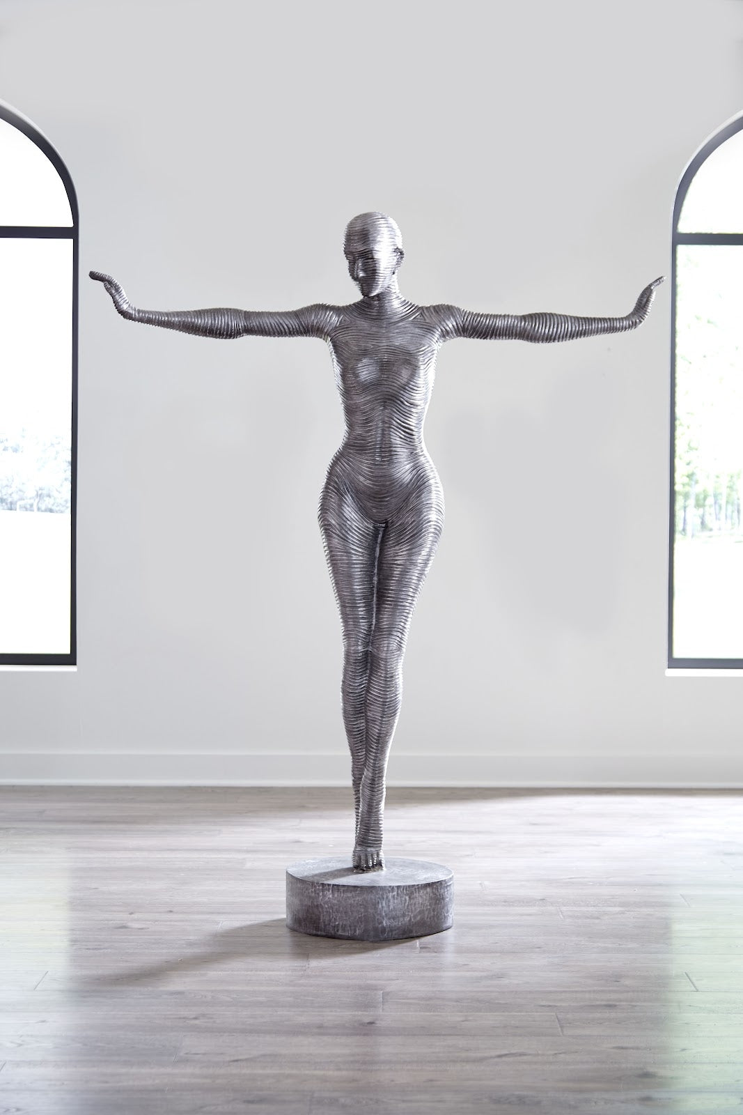 Outstretched Arms Standing Sculpture Aluminum
