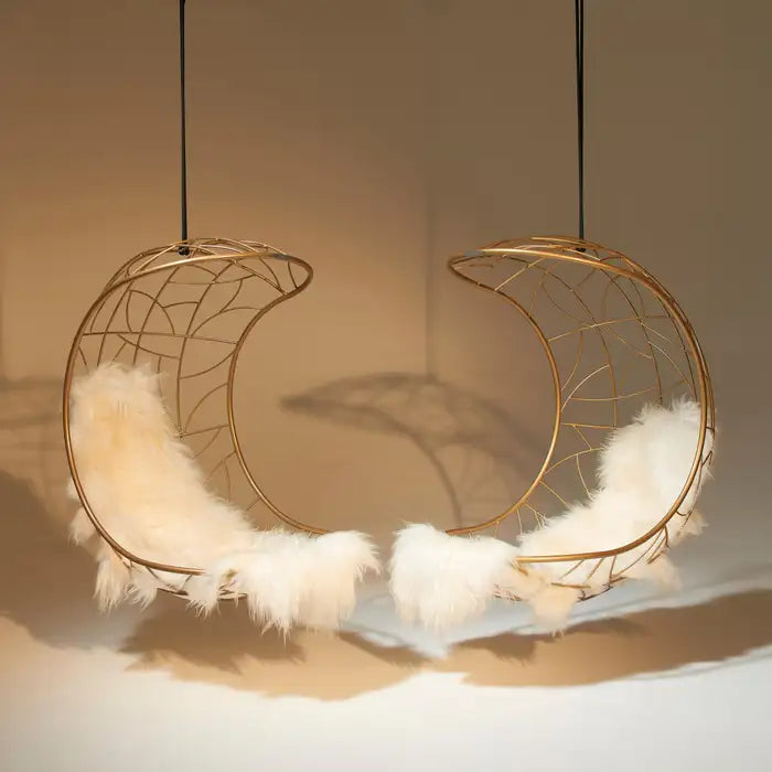 Lucky Bean Hanging Swing Chair in Gold