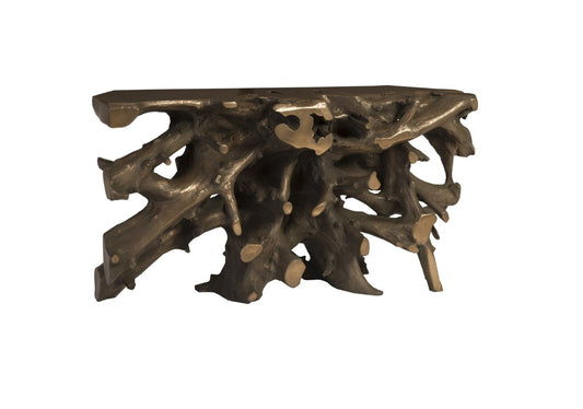 Tavolo da salotto con base a forma di radice in bronzo Beau Cast