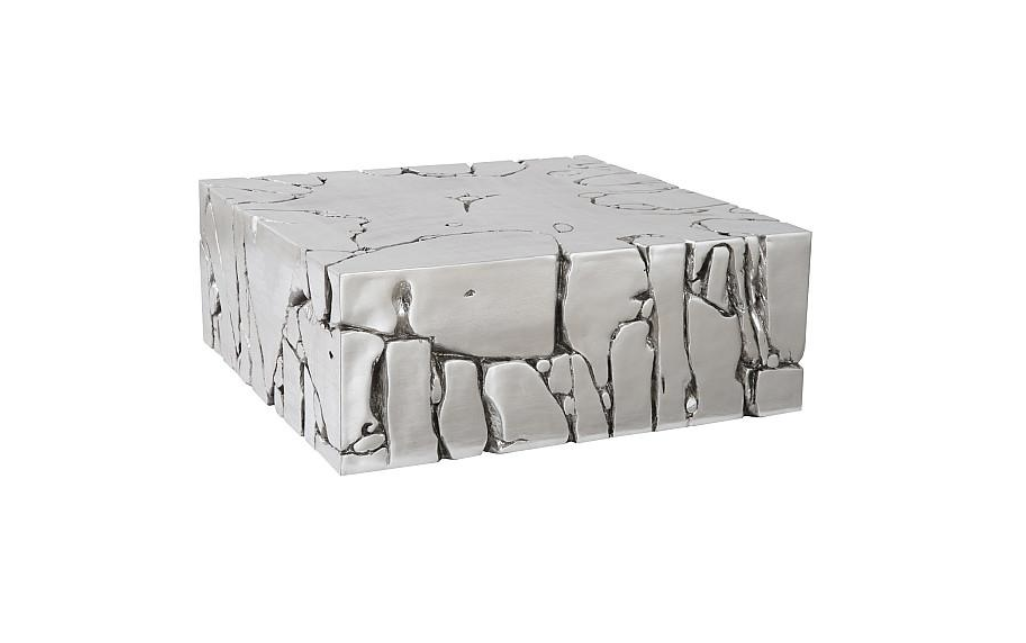 Chunk Square Coffee Table, Silver Leaf