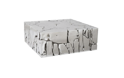 Chunk Square Coffee Table, Silver Leaf
