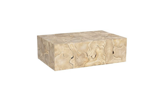 Teak Slice Coffee Table, Rectangle, Bleached