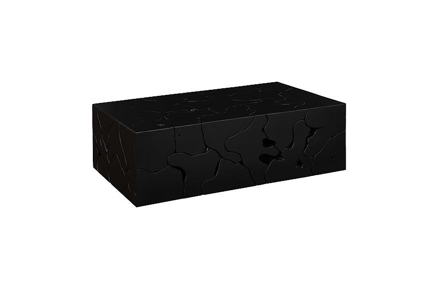 Teak Slice Coffee Table, Rectangle, Black