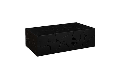 Teak Slice Coffee Table, Rectangle, Black