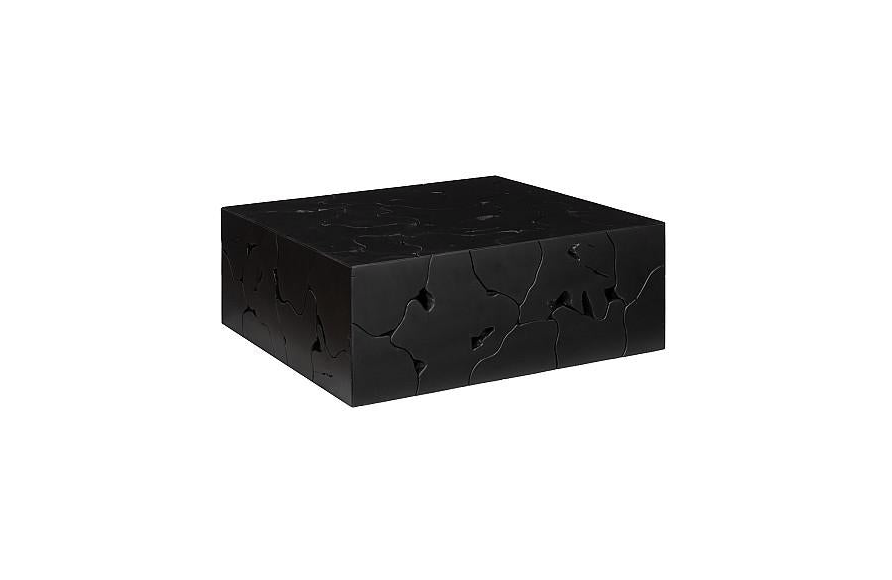 Teak Slice Coffee Table, Square, Black