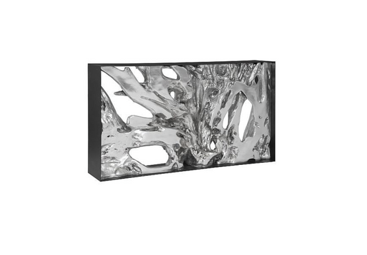 Cast Root Metal Framed Console ,Silver Leaf, Small