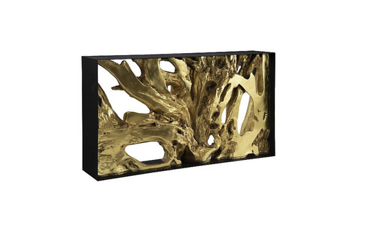 Cast Root Metal Framed Console , Gold Leaf, Small