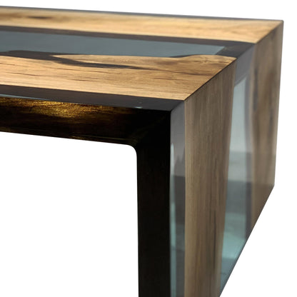 Aquamarine Walnut Wood Waterfall Coffee Table