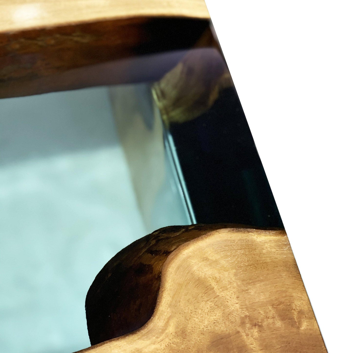 Aquamarine Walnut Wood Waterfall Coffee Table