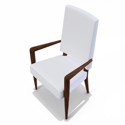 Athamas Walnut Wood White Dining Chair