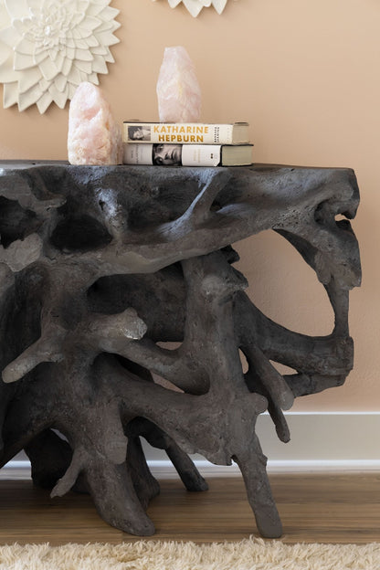Tavolo da salotto con base a radice in pietra antracite Beau Cast