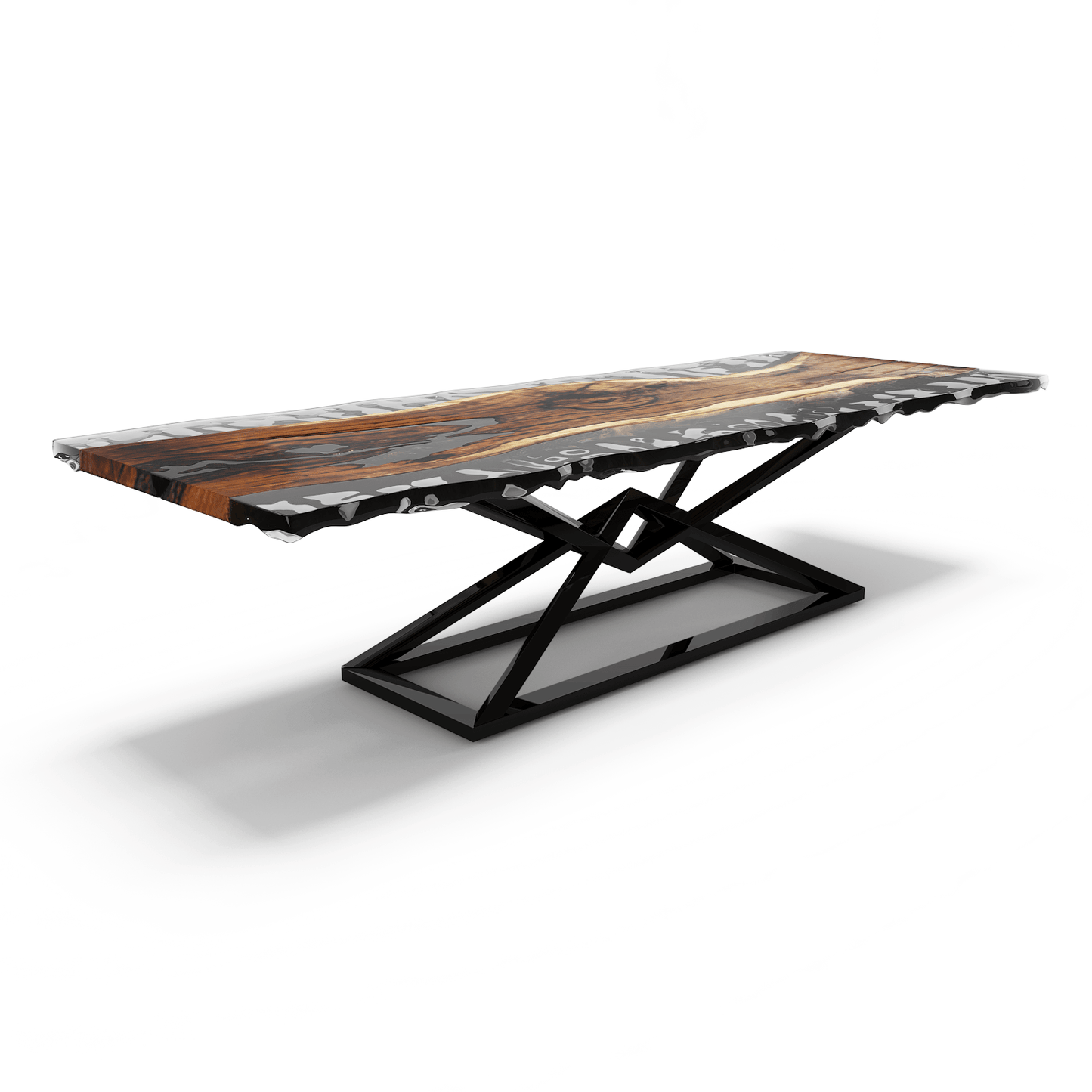 Black Abruzzo Walnut Wood Wavy Dining Table