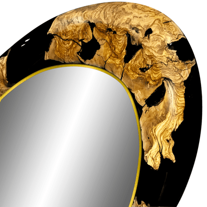 Black Megera Olive Wood Wall Mirror