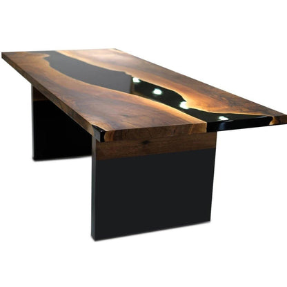 Black Thyria River Walnut Dining Table