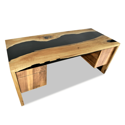 Black Waterfall Walnut Wood Desk