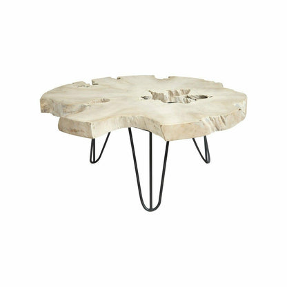 Bleached Slice Coffee Table, Iron Legs