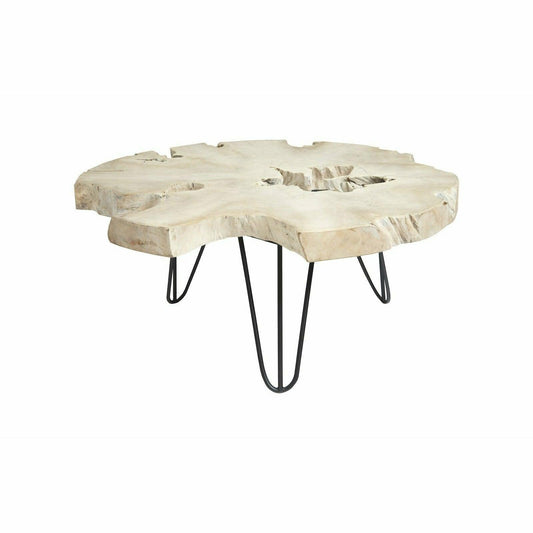 Bleached Slice Coffee Table, Iron Legs