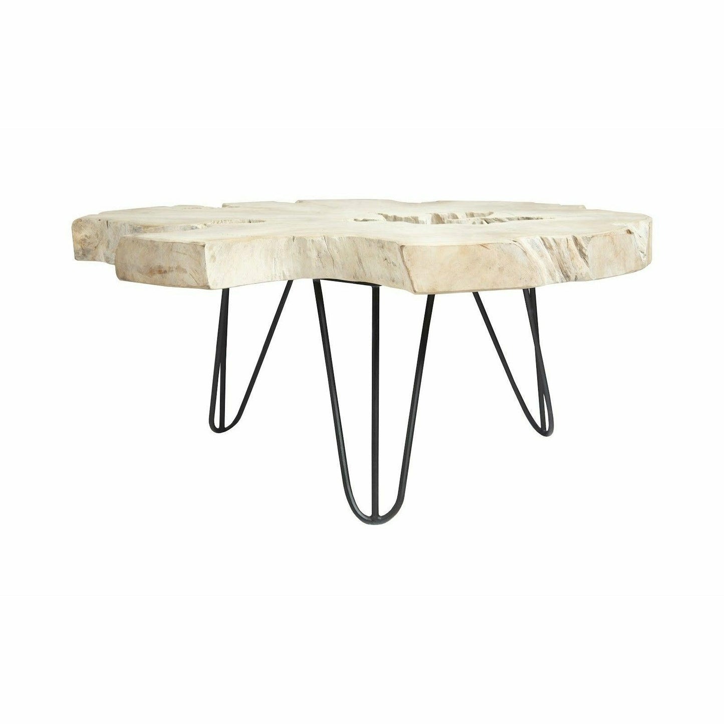 Bleached Slice Coffee Table, Iron Legs