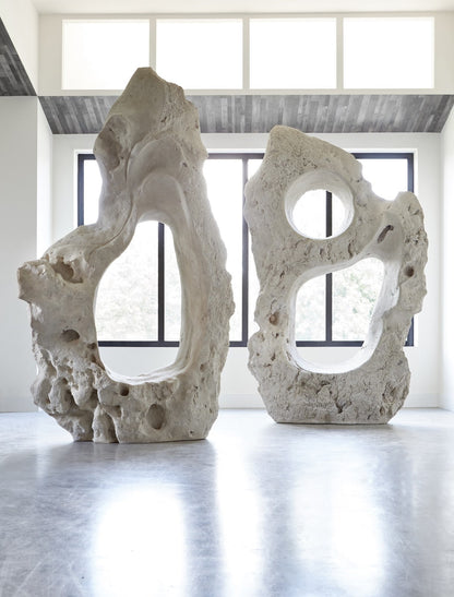 Colossal Cast Stone Sculpture Double Hole, Roman Stone