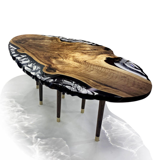 Calabria Walnut Wood Wavy Ellipse Dining Table